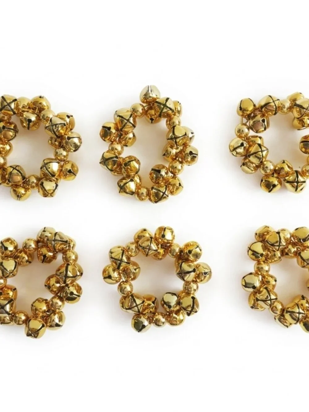 Pier 1 Set of 6 Gold Jingle Bell Napkin Rings Christmas Holiday Decor 3